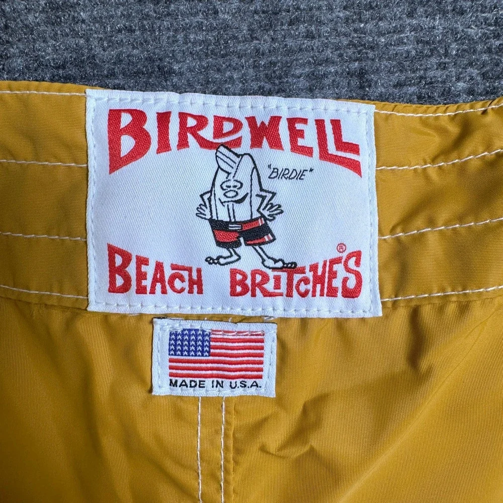 Birdwell Beach Britches Board Shorts Mustard Yellow Mens 40 Surf Trunks USA Made